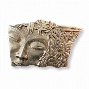 Signed Jonette Jewelry~ "JJ" Brooch~ Asian~Geisha~Face~Rectangular